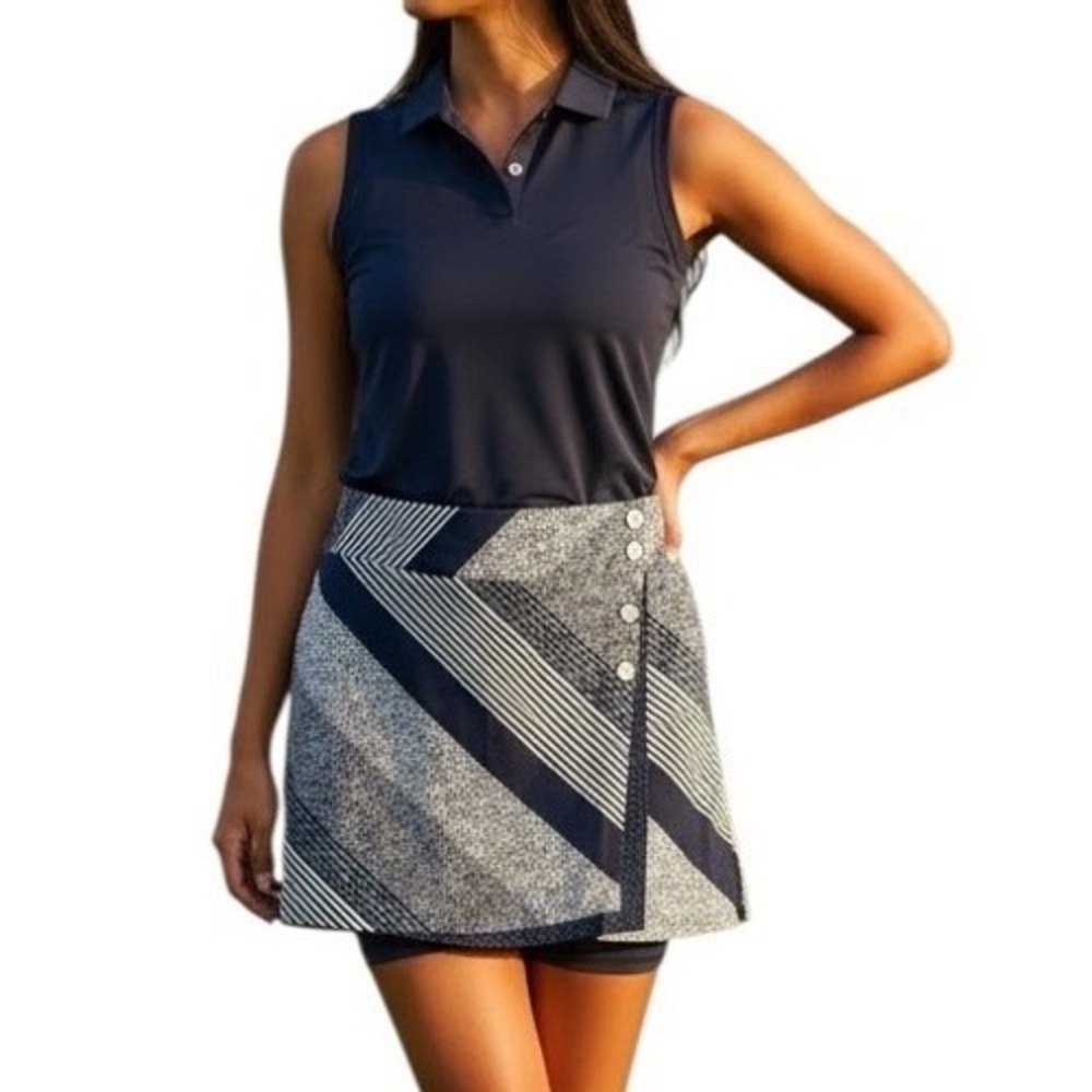 Lady Hagen Navy Tenniscore Mixed Print Golfcore Skort Nautical Size‎ 10 Preppy